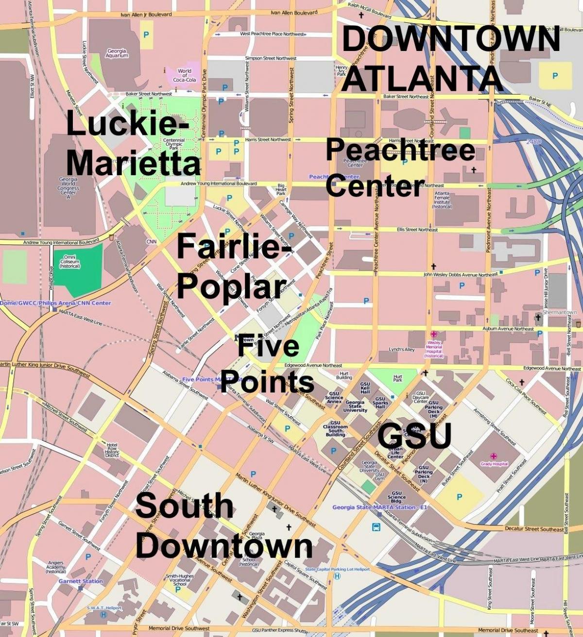 خريطة وسط مدينة أتلانتا