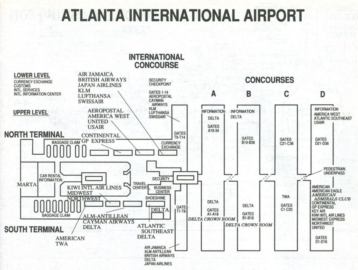 Atlanta airport الرحلات الدولية خريطة