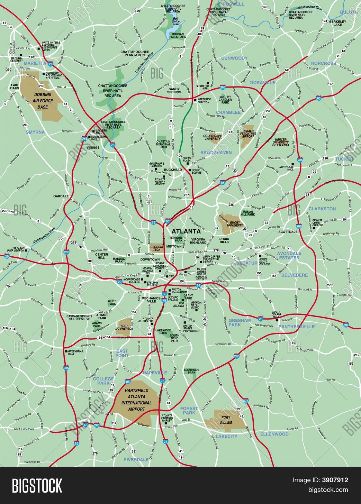 أتلانتا خريطة المنطقة