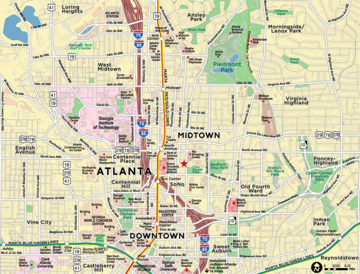 خريطة وسط أتلانتا